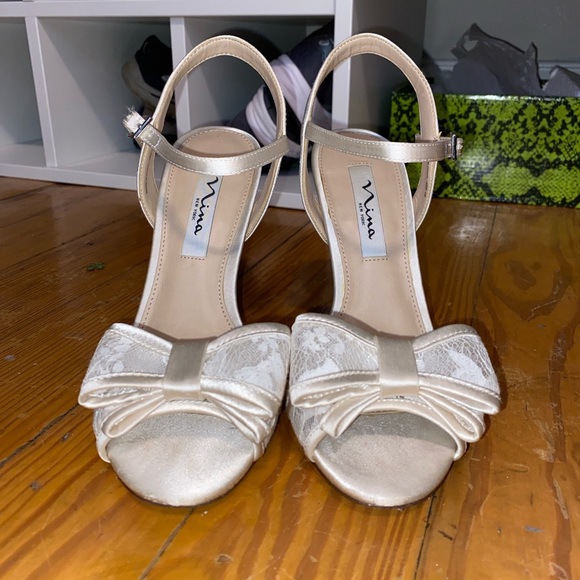 Nina charm bow evening dress sandal lace heel 7 - Picture 2 of 4